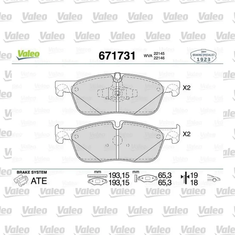 Fren Disk Balata Ön VALEO 671731 – Land Rover Range Rover Evoque / Discovery Sport