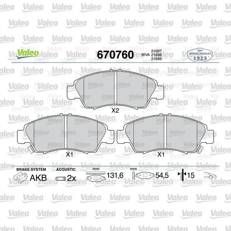 Fren Disk Balata Ön VALEO 670760 – Honda Civic / Jazz