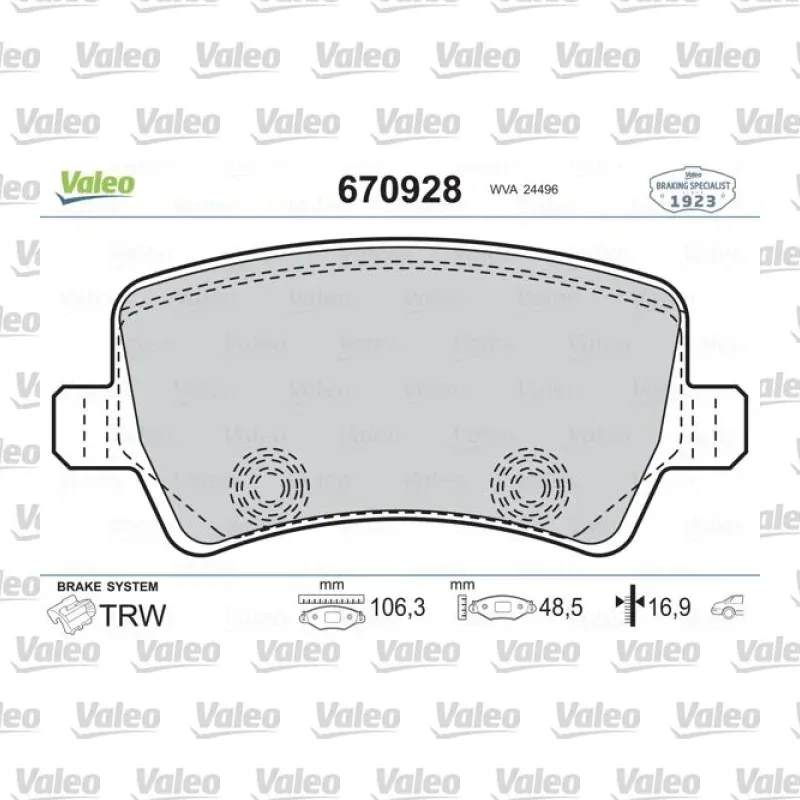 Fren Disk Balata Arka VALEO 670928 – Volvo / Land Rover