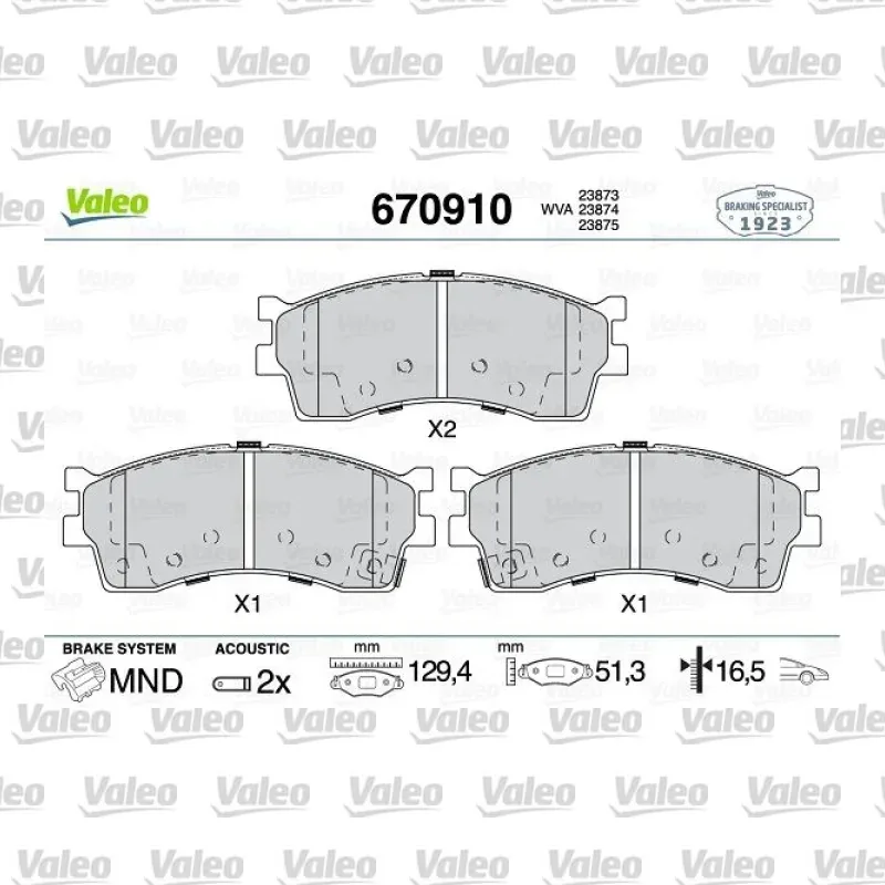 Fren Disk Balata Ön VALEO 670910 – Kia Rio / Cerato