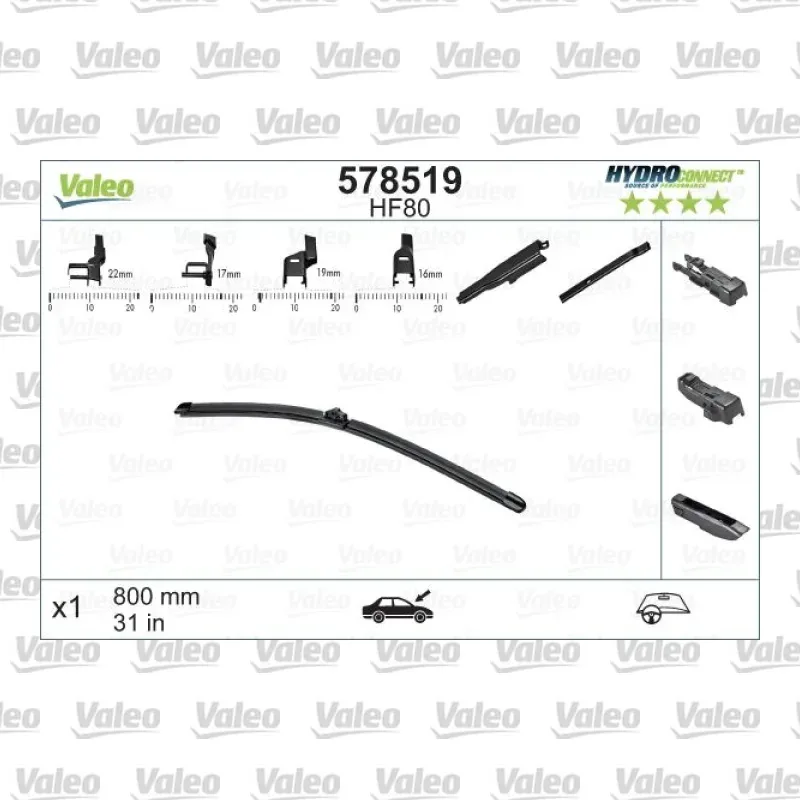 Silecek Süpürgesi Ön Muz Tip 800 mm - 32 inç VALEO 578519