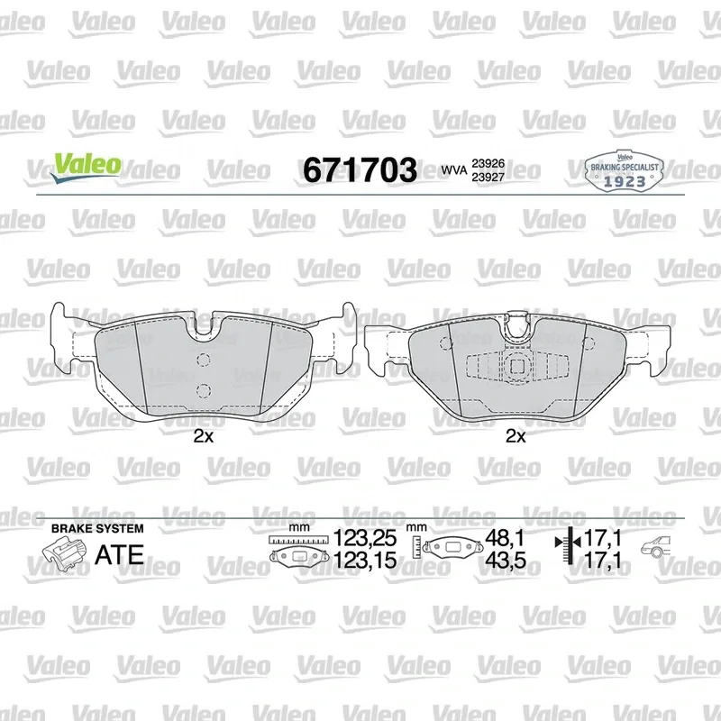 Fren Disk Balata Arka VALEO 671703 – BMW 320i