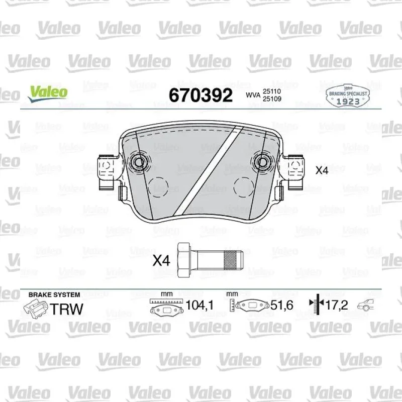 Fren Disk Balata Arka VALEO 670392