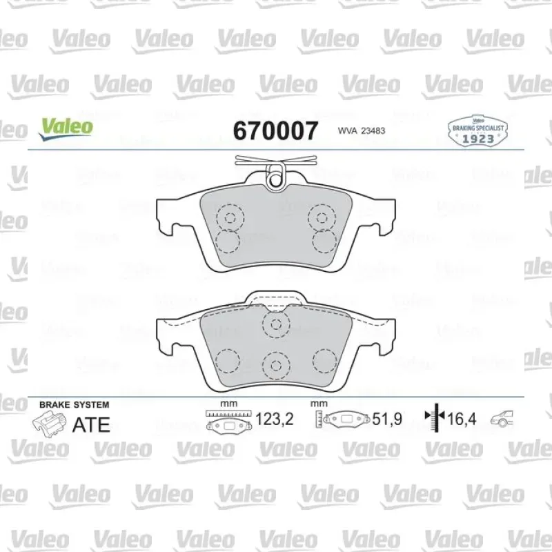 Fren Disk Balata Arka VALEO 670007 – Ford / Volvo