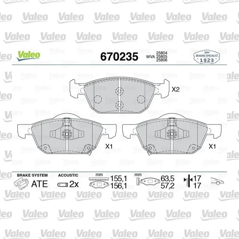 Fren Disk Balata Ön VALEO 670235 – Honda Civic