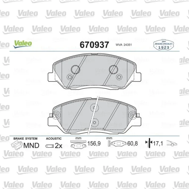 Fren Disk Balata Ön VALEO 670937 – Hyundai / Kia