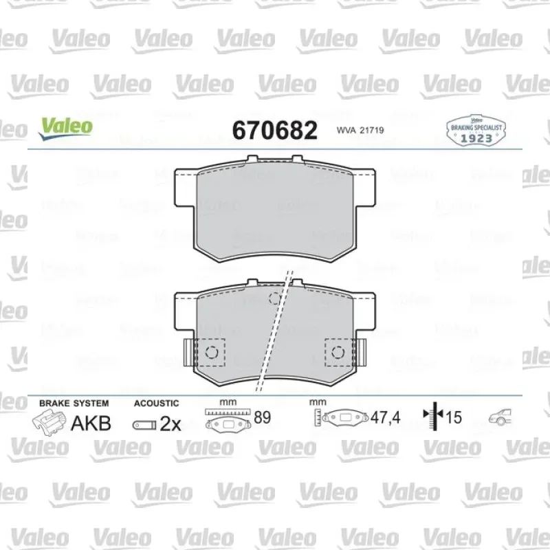 Fren Disk Balata Arka VALEO 670682 – Honda Civic