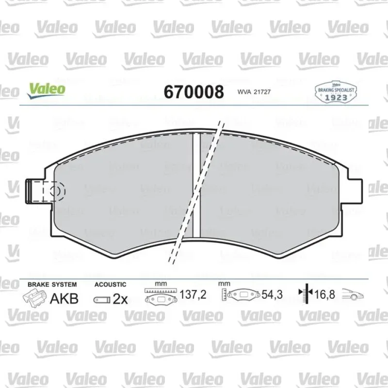 Fren Disk Balata Ön VALEO 670008 – Hyundai Accent / Elantra