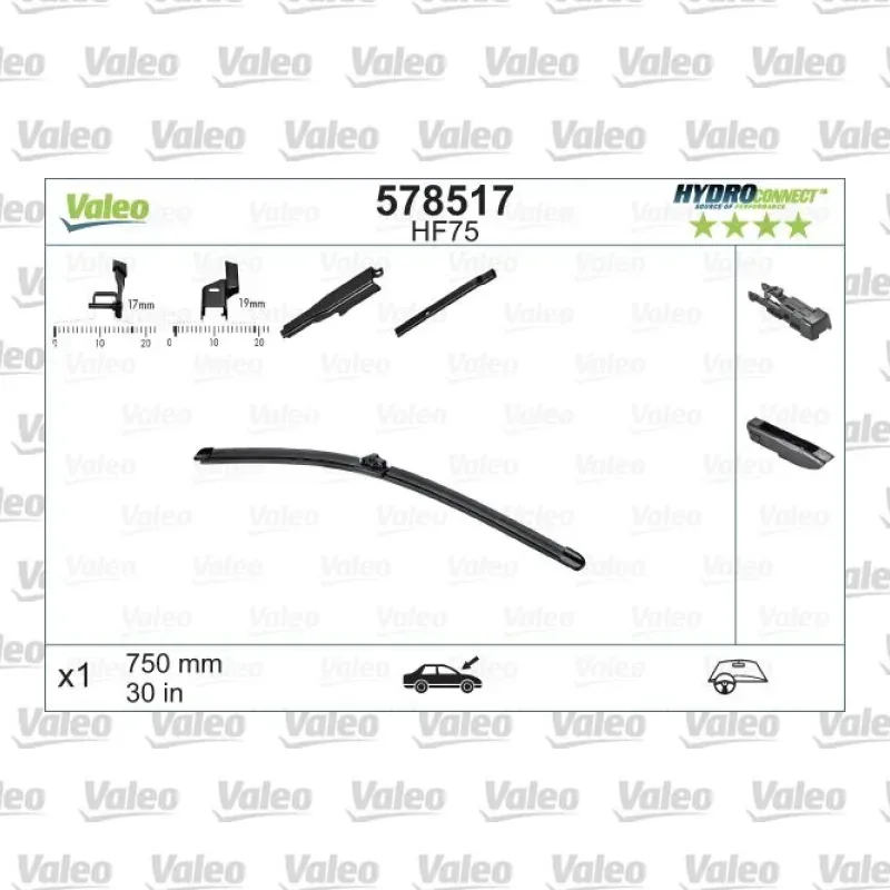 Silecek Süpürgesi Ön Muz Tip 750 mm - 30 inç VALEO 578517