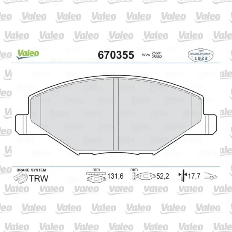 Fren Disk Balata Ön VALEO 670355 – Volkswagen / Skoda