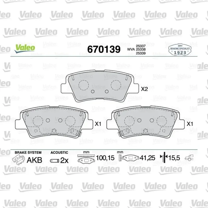 Fren Disk Balata Arka VALEO 670139 – Hyundai / Kia