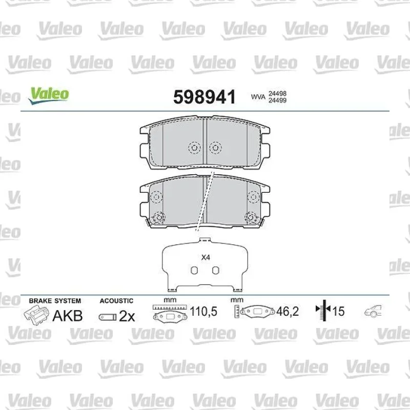 Fren Disk Balata Arka VALEO 598941 – Chevrolet Captiva