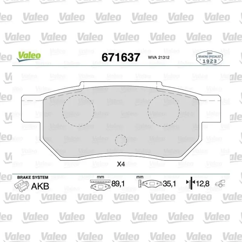 Fren Disk Balata Arka VALEO 671637 – Honda Civic