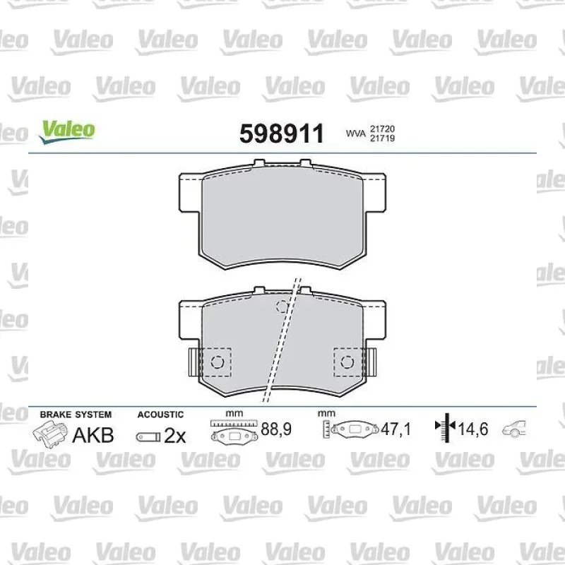 Fren Disk Balata Arka VALEO 598911 – Honda Civic
