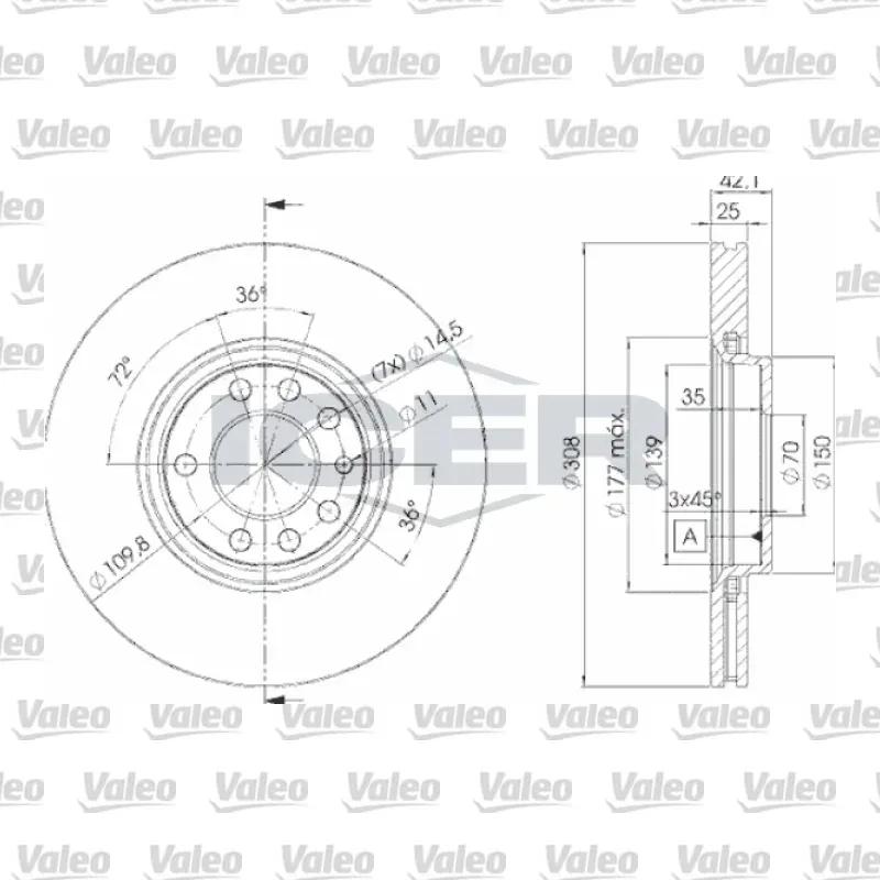 Fren Disk Ayna Ön Sağ ve Sol VALEO 186870 – Opel Astra / Corsa