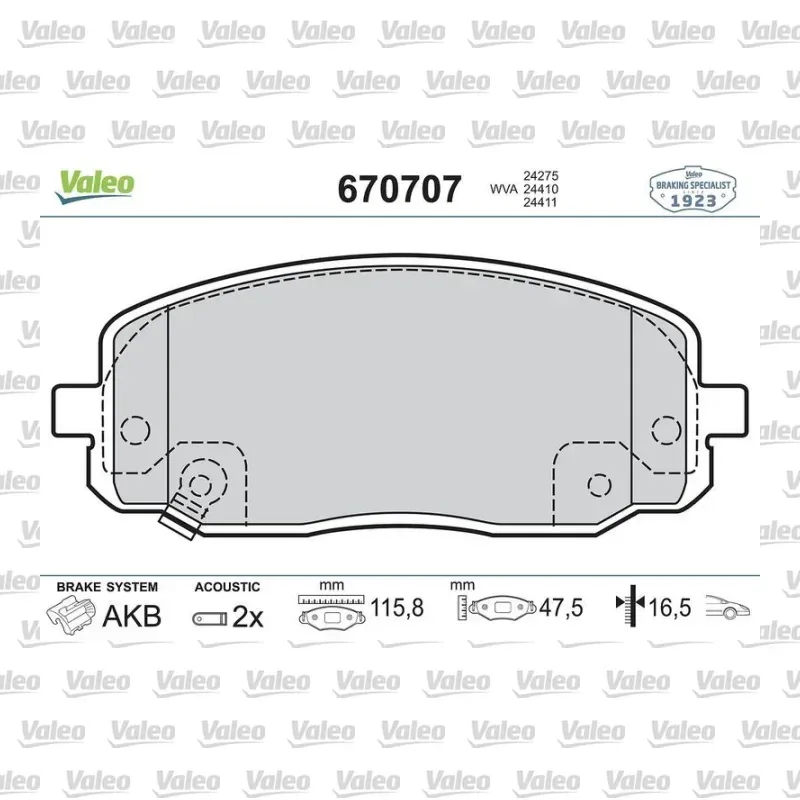 Fren Disk Balata Ön VALEO 670707 – Hyundai / Kia