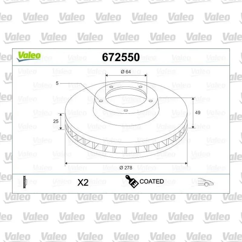 Fren Disk Ayna Ön Sağ ve Sol VALEO 672550 – Ford / Volvo