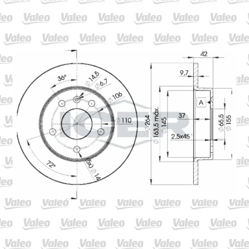 Fren Disk Ayna Arka Sağ ve Sol VALEO 672557 – Opel Astra