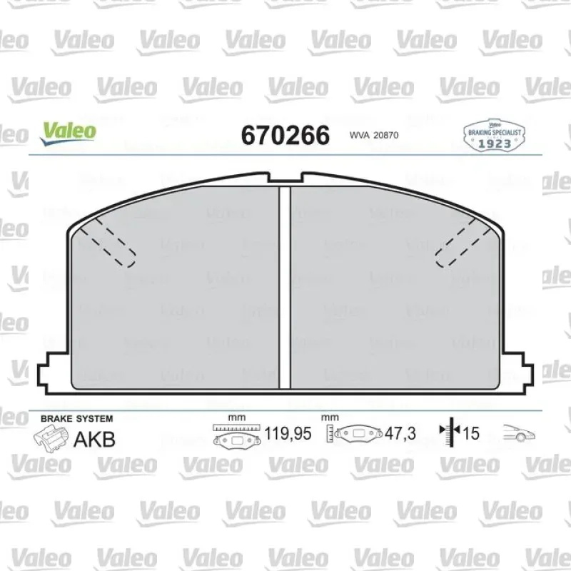 Fren Disk Balata Ön VALEO 670266 – Toyota Corolla