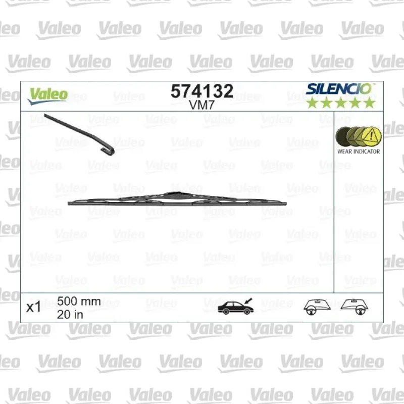 Silecek Süpürgesi Ön 500 mm - 20 inç VALEO 574132