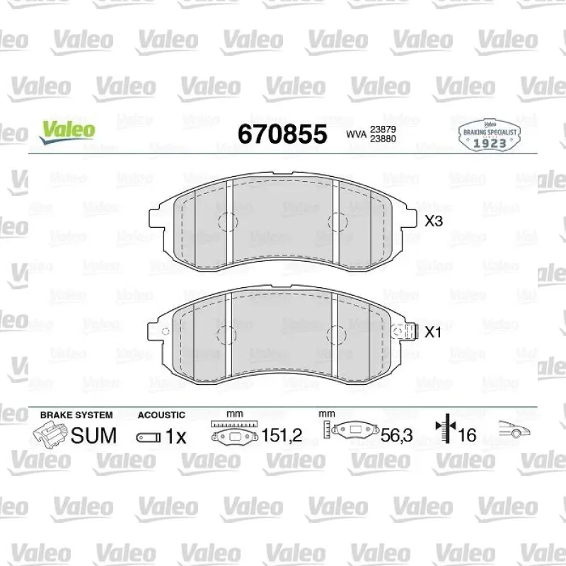 Fren Disk Balata Ön VALEO 670855 – Mitsubishi L200