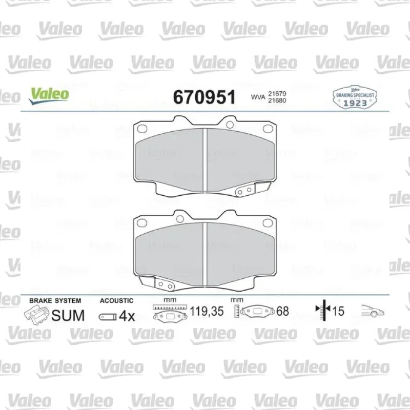 Fren Disk Balata Ön VALEO 670951 – Toyota Hilux