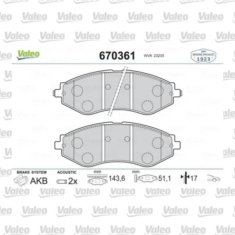 Fren Disk Balata Ön VALEO 670361 – Chevrolet Aveo / Lacetti