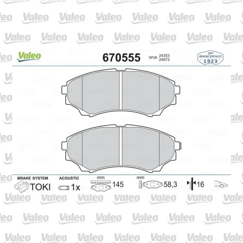 Fren Disk Balata Ön VALEO 670555 – Ford / Mazda