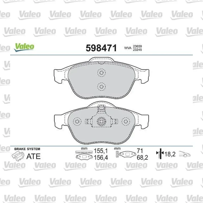 Fren Disk Balata Ön VALEO 598471 – Renault Scenic / Laguna