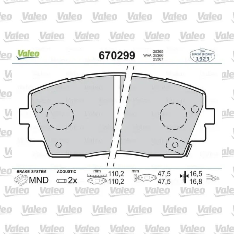 Kia Picanto 1.0 Ön Fren Balatası – VALEO 670299