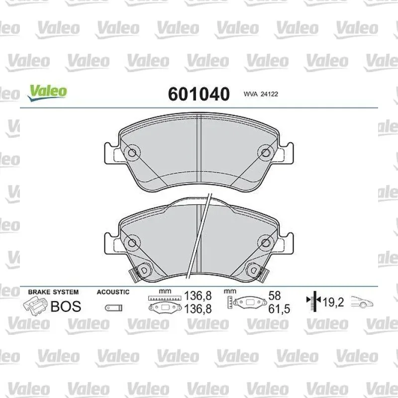 Fren Disk Balata Ön VALEO 601040 – Toyota Corolla / Auris