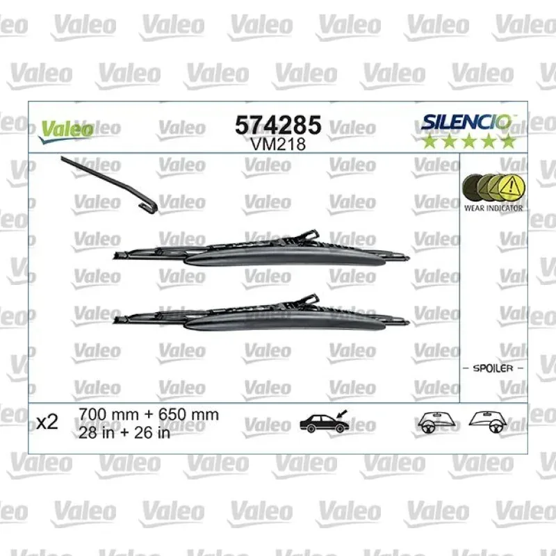 Silecek Süpürgesi Ön 700/680 mm - 28/27 inç VALEO 574285 – Peugeot 307