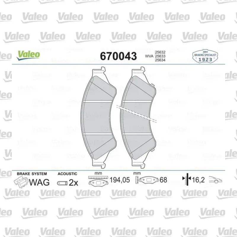 Fren Disk Balata Ön VALEO 670043 – Ford Ranger