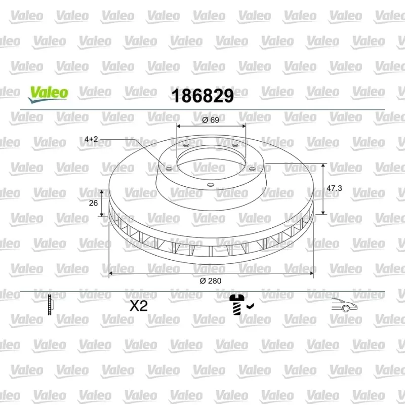 Fren Disk Ayna Ön Sağ ve Sol VALEO 186829 – Hyundai Elantra