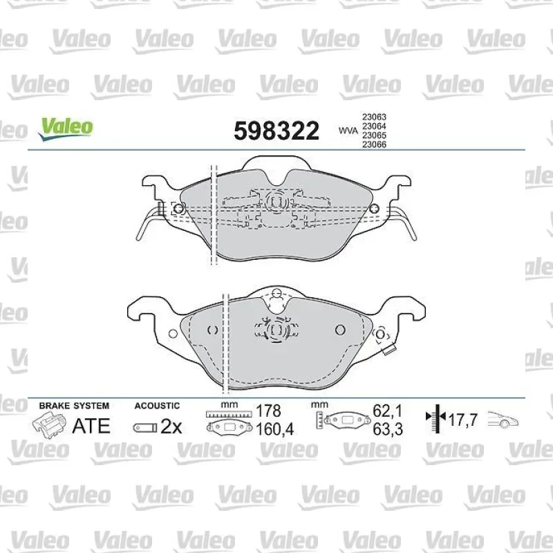Fren Disk Balata Ön VALEO 598322 – Opel / Mazda