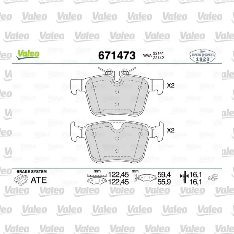 Fren Disk Balata Arka VALEO 671473 – Volvo / Land Rover
