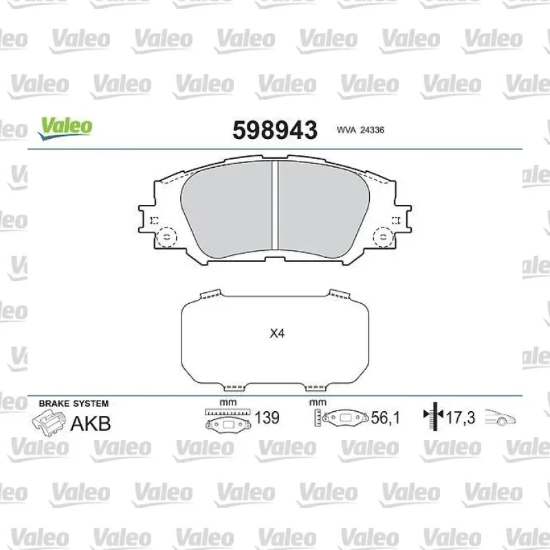Fren Disk Balata Ön VALEO 598943 – Toyota Corolla