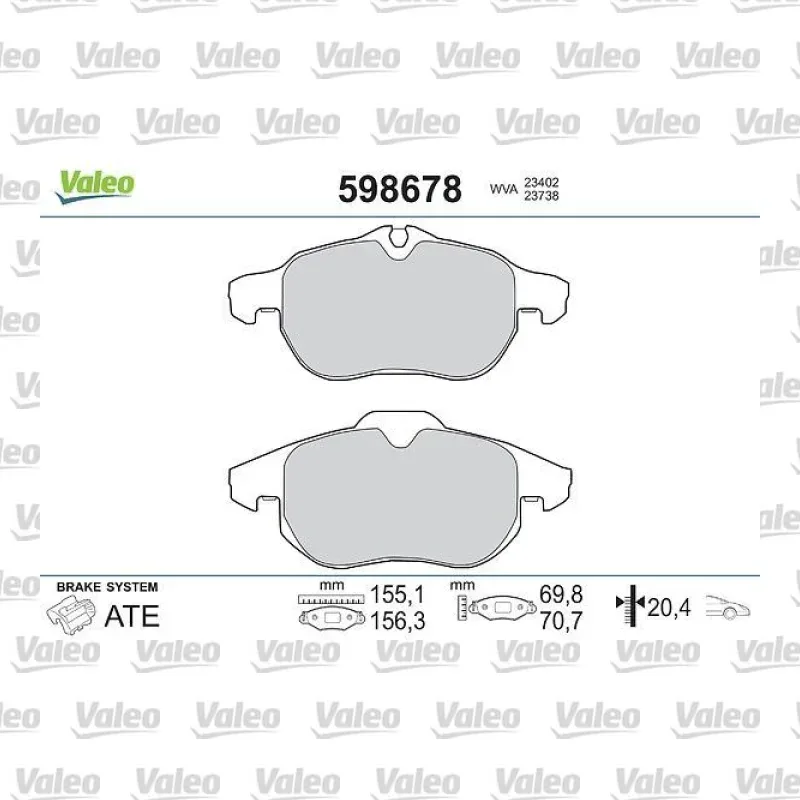 Fren Disk Balata Ön VALEO 598678 – Opel / Hyundai