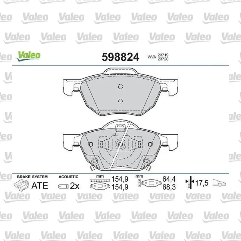 Fren Disk Balata Ön VALEO 598824 – Honda Accord