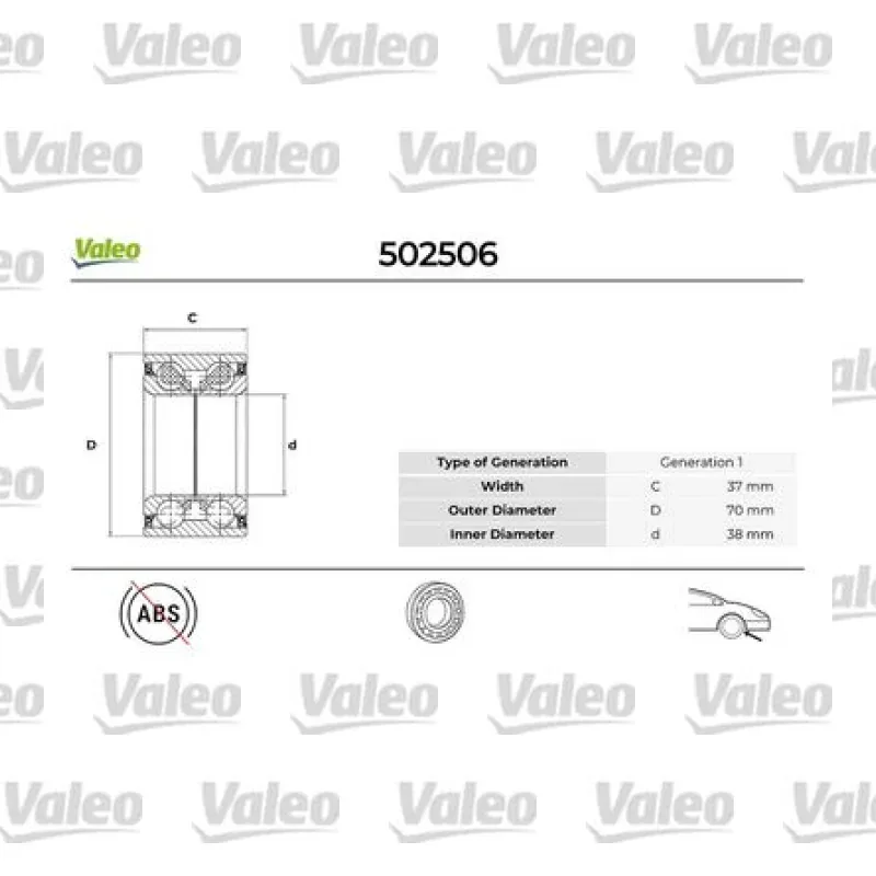 Teker Rulmanı Ön Sağ veya Sol VALEO 502506 – Hyundai / Kia