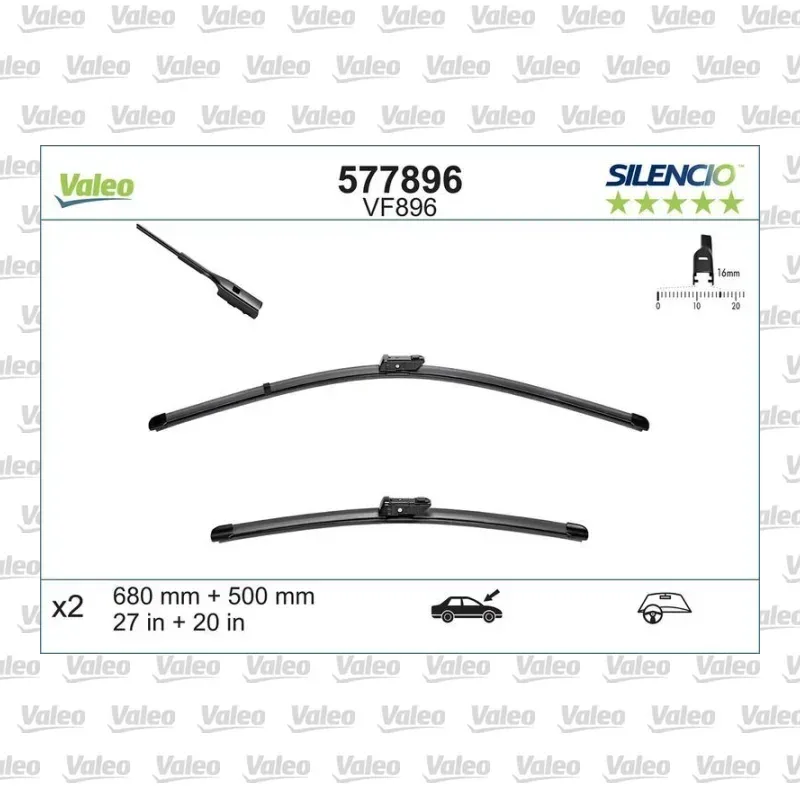 Silecek Süpürgesi Ön 680/520 mm - 27/20 inç VALEO 577896 – Audi Q7