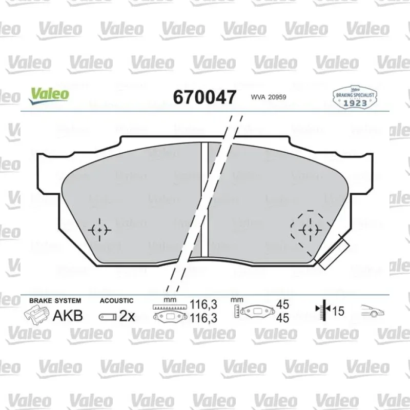 Fren Disk Balata Ön VALEO 670047 – Honda Civic / Jazz