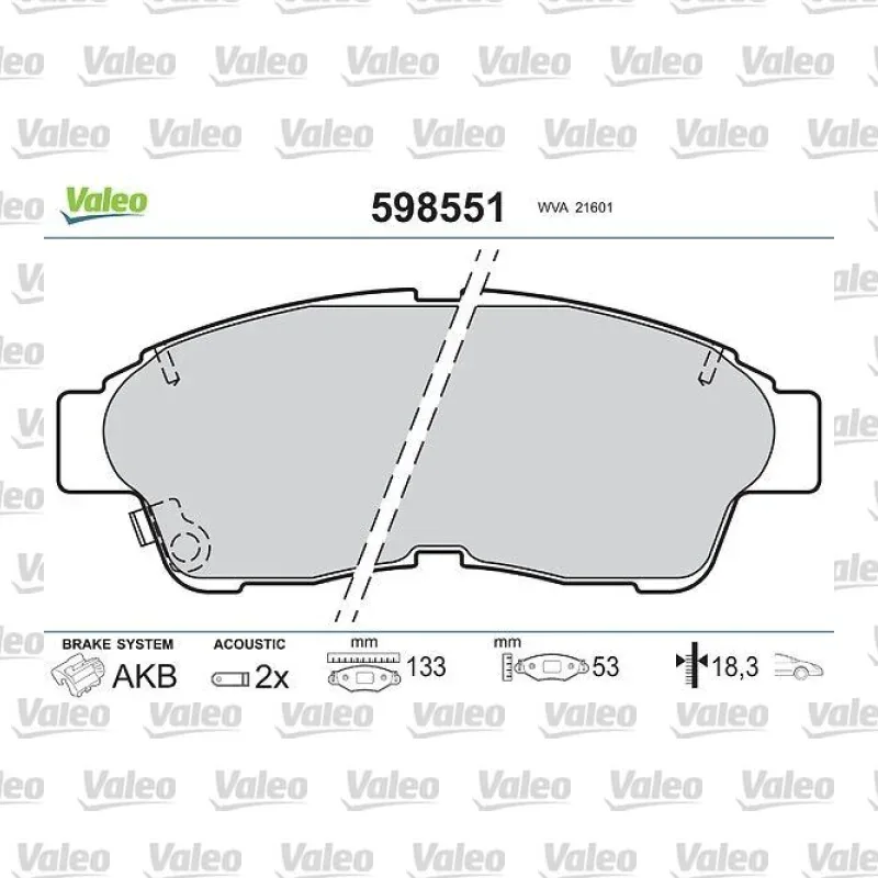 Fren Disk Balata Ön VALEO 598551 – Toyota Corolla / RAV4