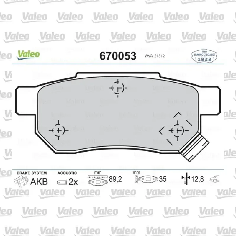 Fren Disk Balata Arka VALEO 670053 – Honda Civic
