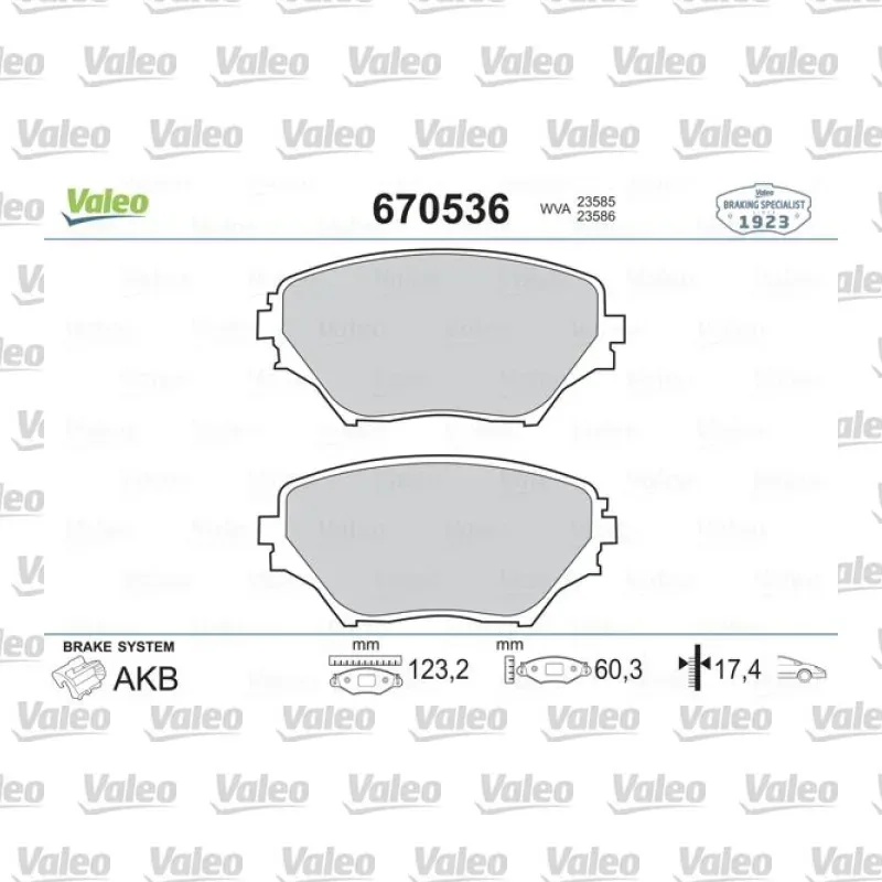 Fren Disk Balata Ön VALEO 670536 – Toyota Corolla