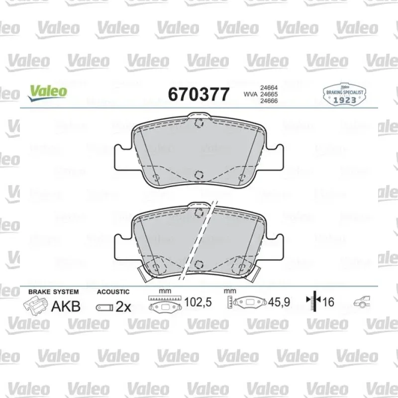 Fren Disk Balata Arka VALEO 670377 – Toyota Corolla / Auris
