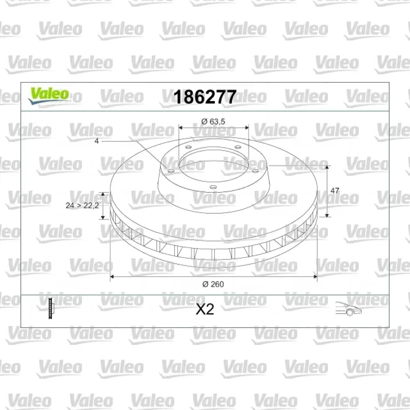Fren Disk Ayna Ön Sağ ve Sol VALEO 186277 – Ford Mondeo / Cougar