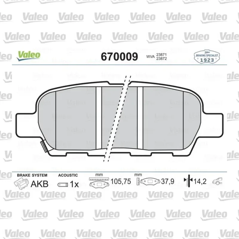 Fren Disk Balata Arka VALEO 670009 – Nissan X-Trail