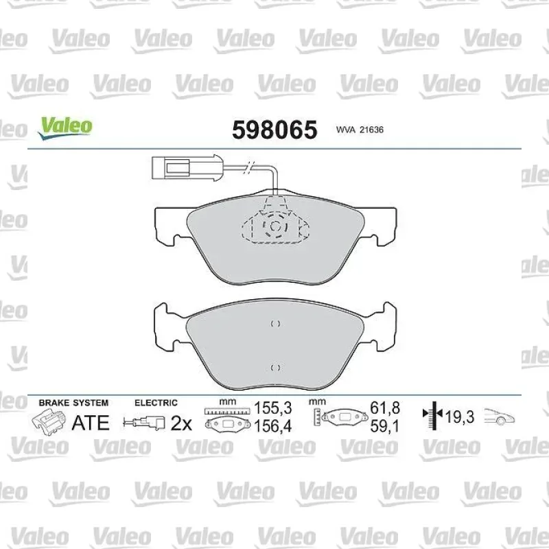 Fren Disk Balata Ön VALEO 598065 – Alfa Romeo 156
