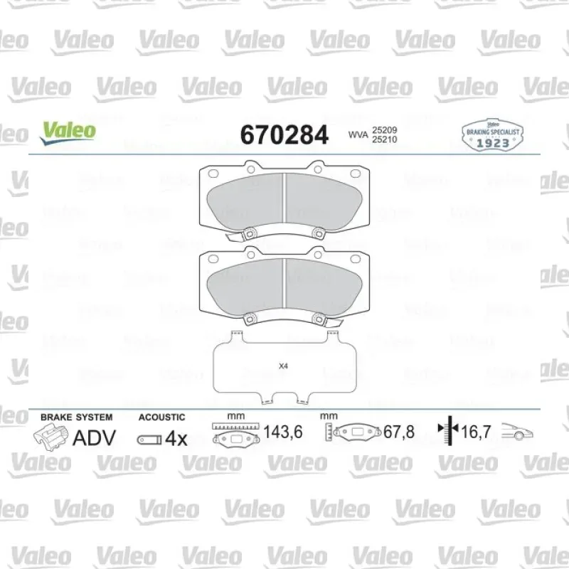 Fren Disk Balata Ön VALEO 670284 – Toyota Hilux